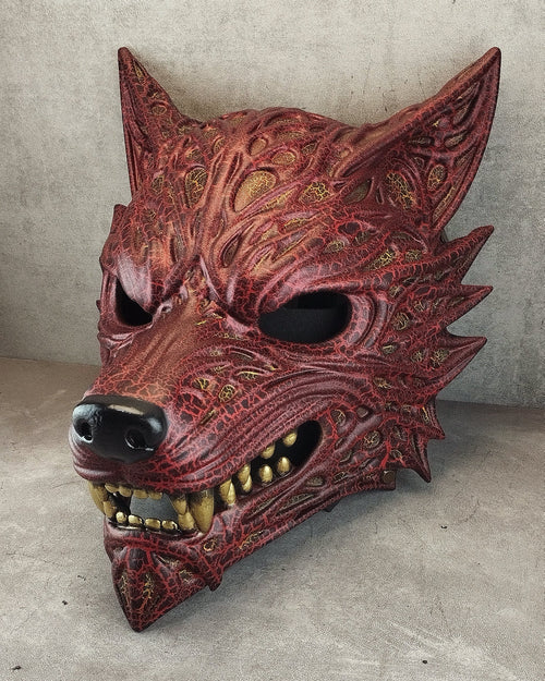 Volcanic Red Wolf Spirit Mask