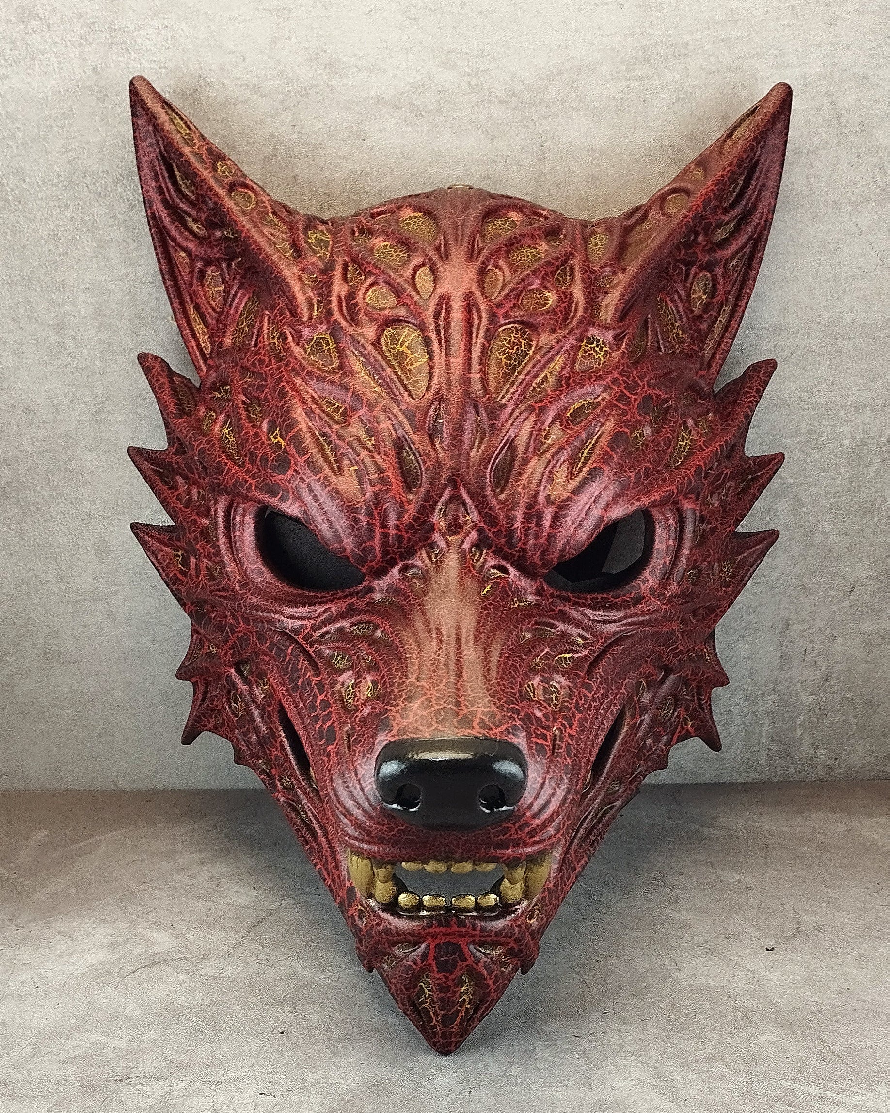 Volcanic Red Wolf Spirit Mask