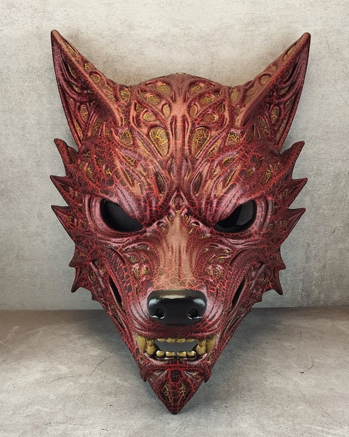 Volcanic Red Wolf Spirit Mask