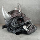 Exclusive Cyber Oni Demon Mask – Black &amp; Silver Cracked Design