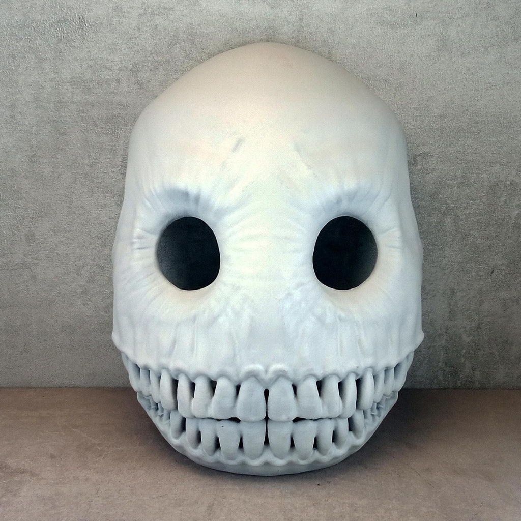 Smiley Maske, Grau-schwarze Smiley Maske, Schreckliche Smiley Maske, Horror Maske, Halloween Maske