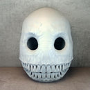 Creepy Grey and Black Smiley Face Mask with Big White-Toothed Grin – Horror Costume Accessory