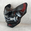 Traditional Samurai Half Mask – “Smoldering Flame” (Red &amp; Black)