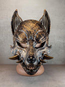 Marmor-Okami-Maske, Kitsune-Maske, Traditionelle japanische Maske, Youkai-Maske, Wolfsmaske