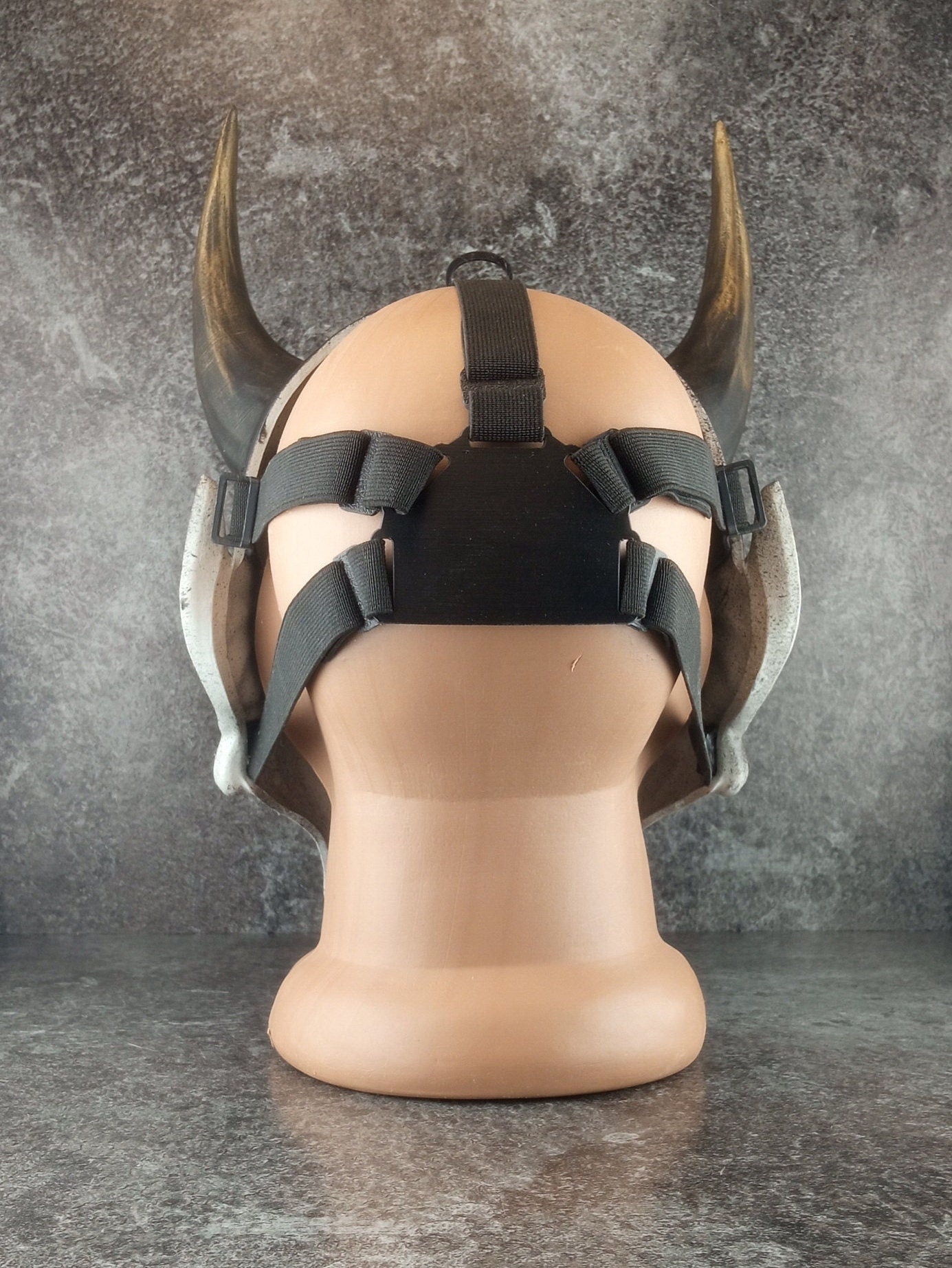 Traditionelle japanische Hannya-Maske, graue und schwarze Samurai-Maske, tragbare Maske, Kabuki-Dämonenmaske, Oni-Maske, Wanddekoration Oni-Maske mit Seil
