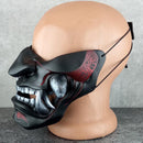 Traditional Samurai Half Mask – “Smoldering Flame” (Red &amp; Black)