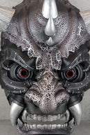 Exclusive Cyber Oni Demon Mask – Black &amp; Silver Cracked Design