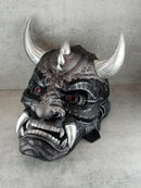 Exclusive Cyber Oni Demon Mask – Black &amp; Silver Cracked Design