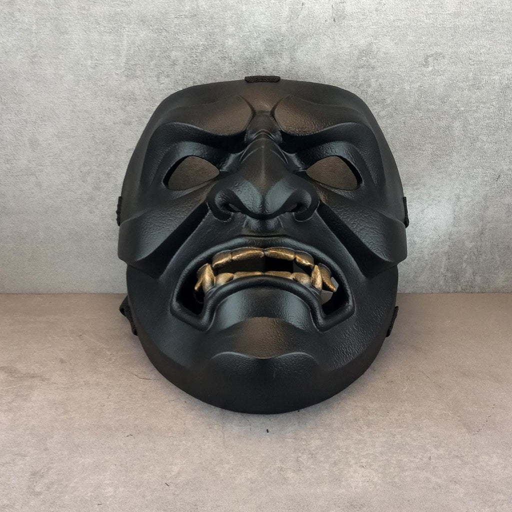 Samurai-Kampfmaske, Schwarze Maske des Samurai Somen, Traditionelle japanische Maske, Tragbare Maske, Samurai-Rüstung, Kabuki-Dämonenmaske, Wanddekoration