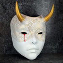 White Geisha Witch Mask with Bloody Tear