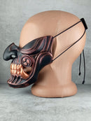 Schwarze und kupferne Samurai-Maske, Traditionelle japanische Hannya-Maske, Tragbare Maske, Kabuki-Dämonenmaske, Oni-Maske, Wanddekoration Oni-Maske mit Seil
