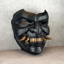 Black Samurai Somen Mask with Bronze Fangs