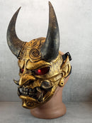 Japanische Oni-Maske mit Lichtern tragbar, Goldene Maske Hannya, Maske mit Samurai-Tanto-Dolch, Dämonenmaske, Wanddekoration, Oni-Maske mit Seil