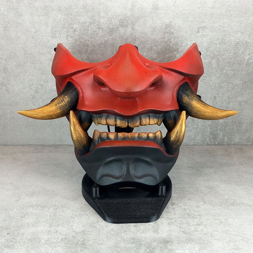 Red-black Samurai Mask, Traditional Japanese Hannya Mask