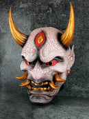 Traditional Japanese Hannya Mask – Red &amp; White Cracked Demon Vampire Style