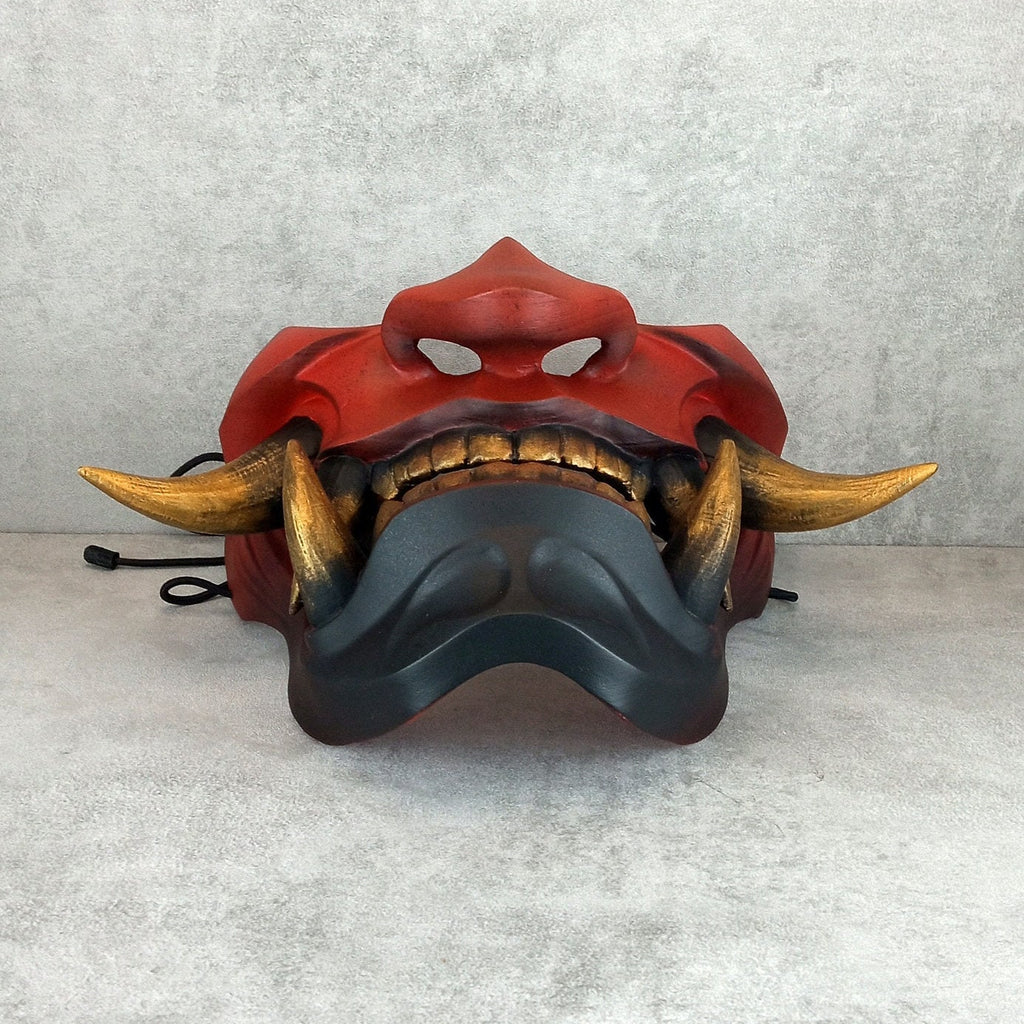 Red-black Samurai Mask, Traditional Japanese Hannya Mask