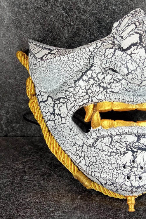 White Cracked Half Mask - Inspired by Ghost of Tsushima