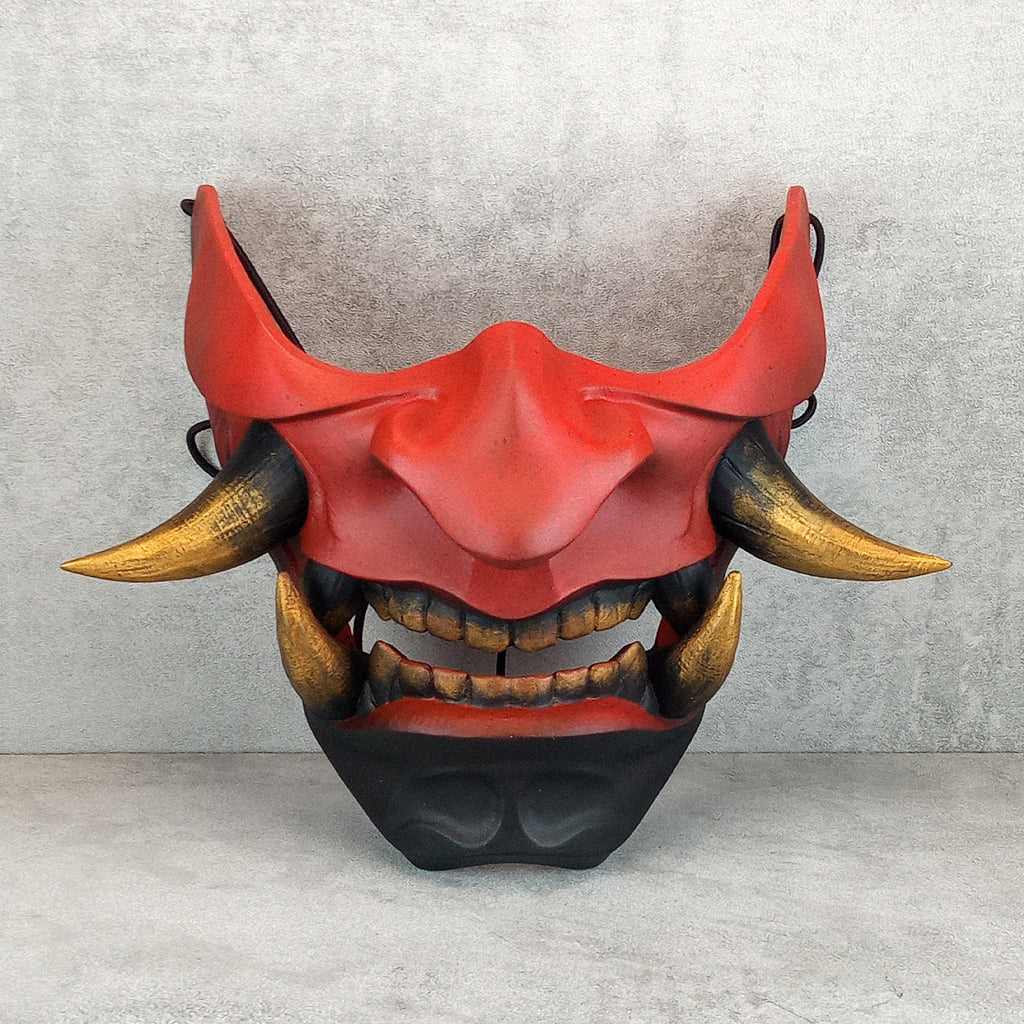 Red-black Samurai Mask, Traditional Japanese Hannya Mask