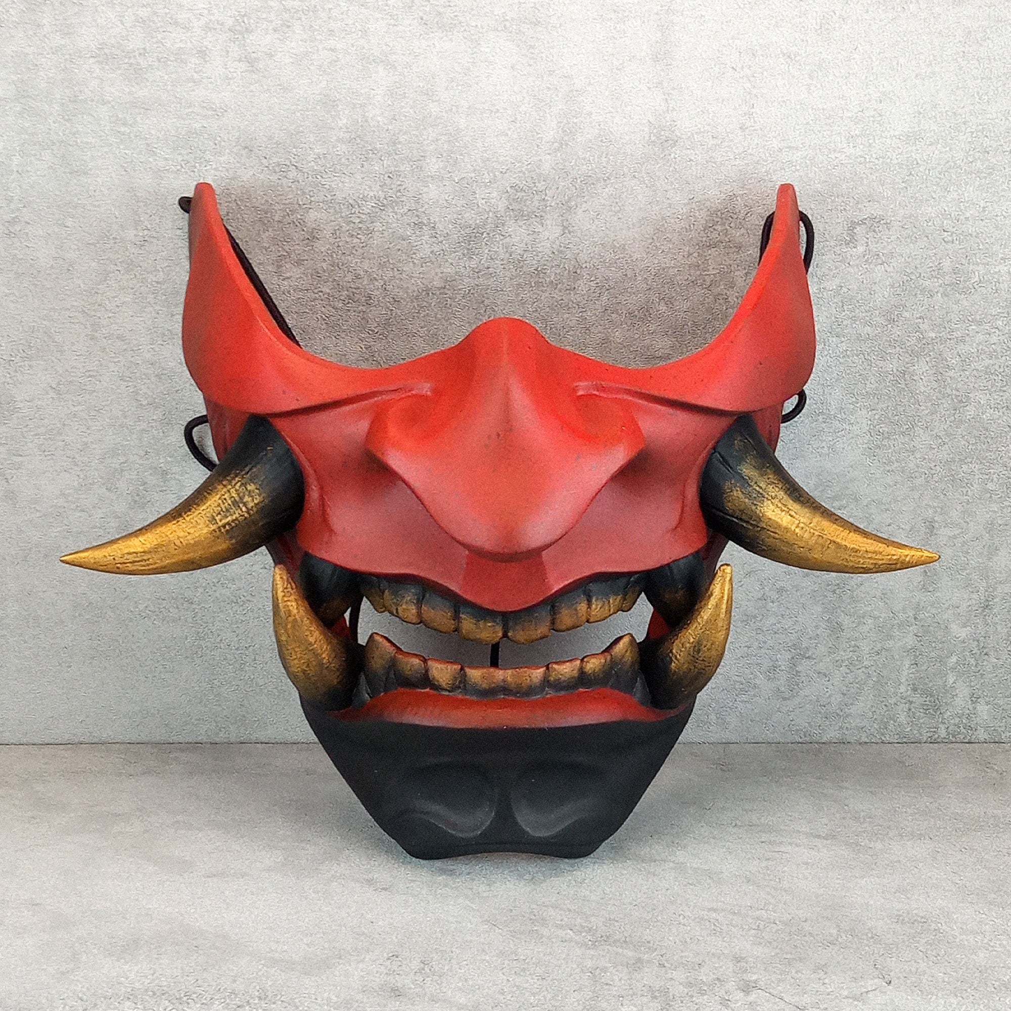 Red-black Samurai Mask, Traditional Japanese Hannya Mask