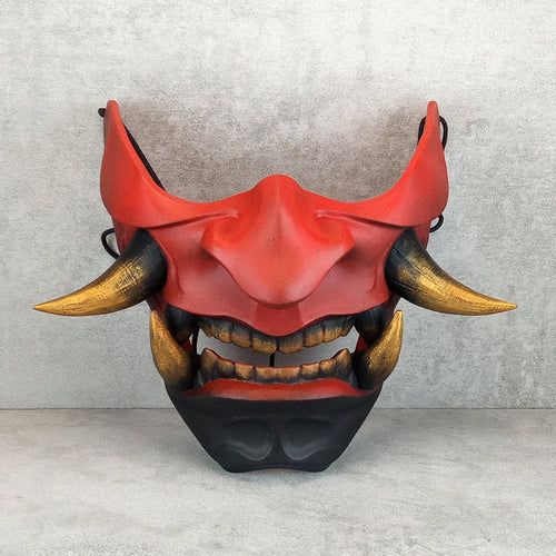 Red-black Samurai Mask, Traditional Japanese Hannya Mask