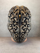 Bronze Brain Mask with Golden Eye – Surreal Anatomical Art Mask for Cosplay & Decor
