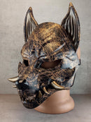 Marmor-Okami-Maske, Kitsune-Maske, Traditionelle japanische Maske, Youkai-Maske, Wolfsmaske
