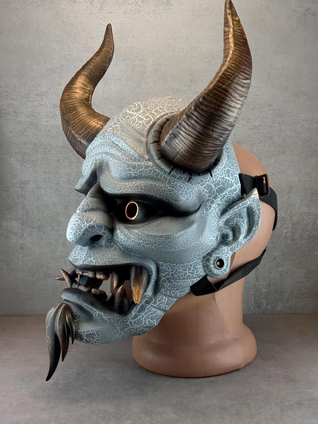 Alter Dämon mit Bart, Traditionelle Japanische, Hannya-Maske, Samurai-Maske, Tragbare Maske, Dämonenmaske, Oni-Maske, Wanddekoration