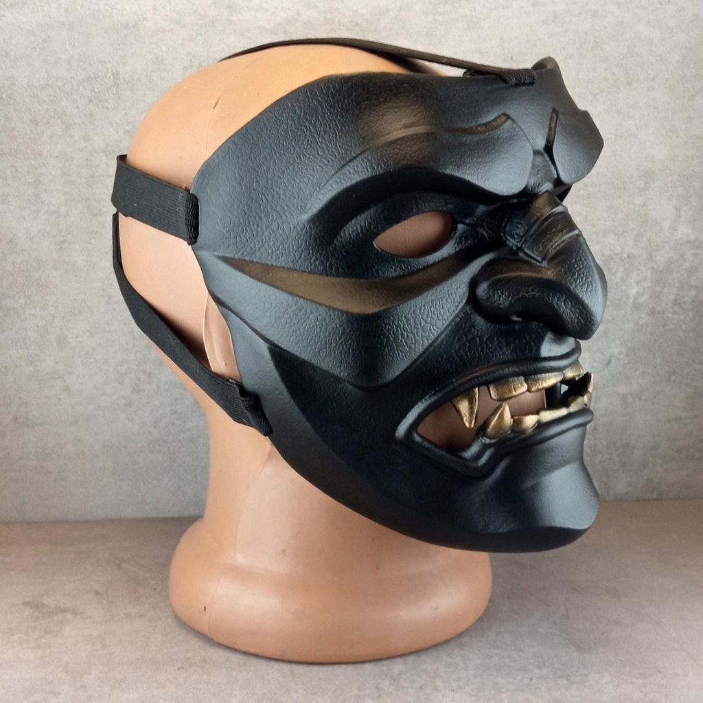 Samurai-Kampfmaske, Schwarze Maske des Samurai Somen, Traditionelle japanische Maske, Tragbare Maske, Samurai-Rüstung, Kabuki-Dämonenmaske, Wanddekoration