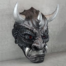 Exclusive Cyber Oni Demon Mask – Black &amp; Silver Cracked Design