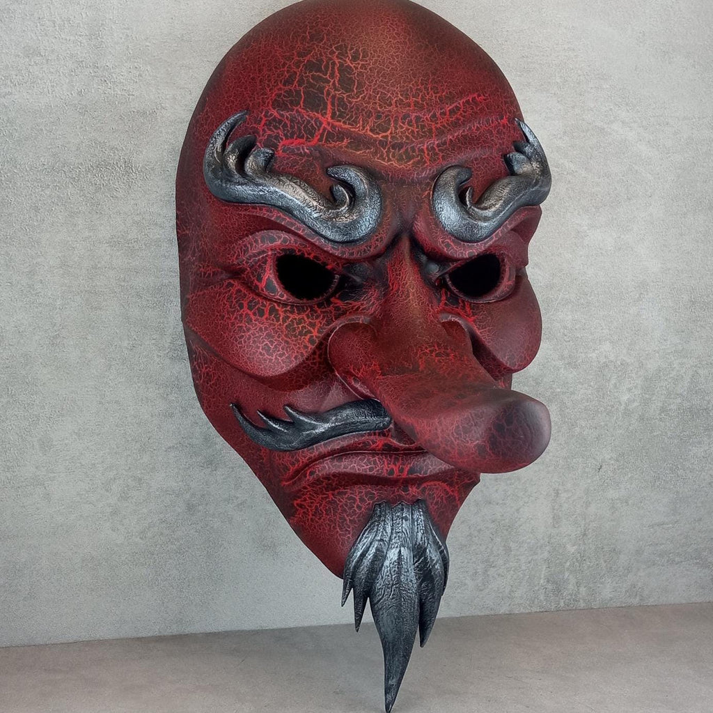 Red Cracked Tengu Mask (full face)