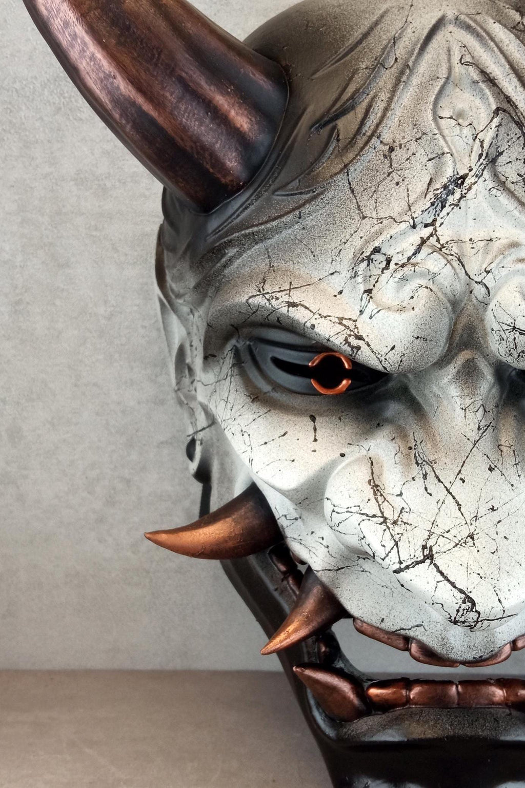 Dämon des Kupferbergs, Traditionelle Japanische, Hannya Maske, Samurai Maske, Tragbare Maske, Dämonenmaske, Oni Maske, Wanddekoration