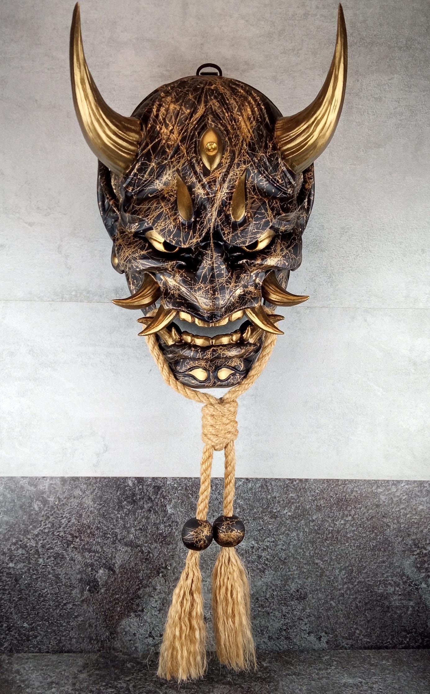 Golden Marble Demon Hannya Mask