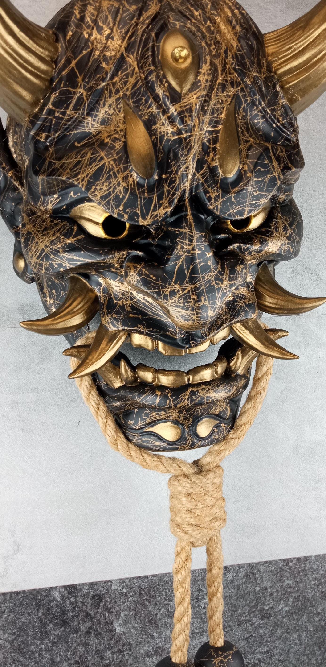 Golden Marble Demon Hannya Mask