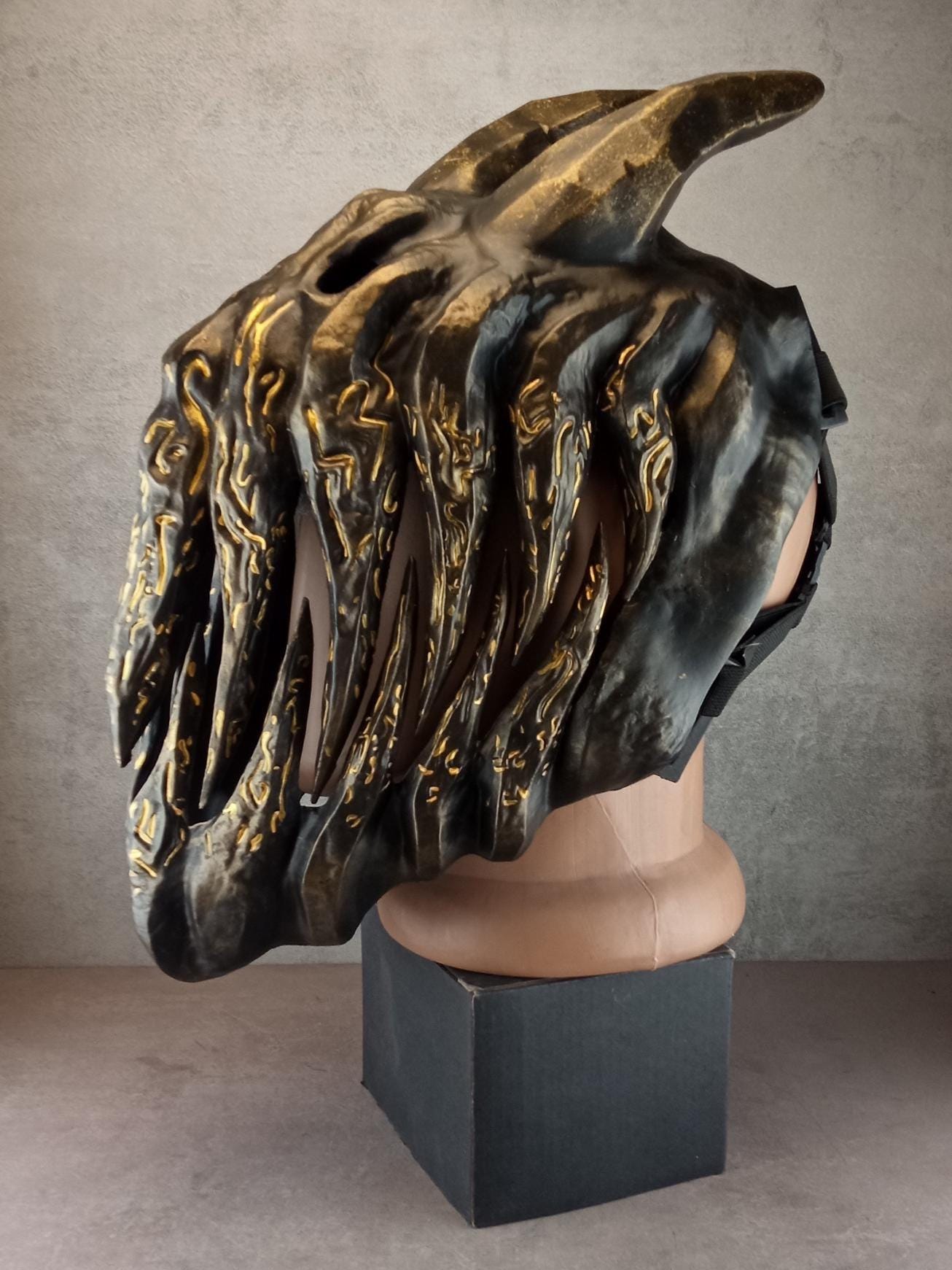 Bronze Evil Demon Mask with Large Fangs