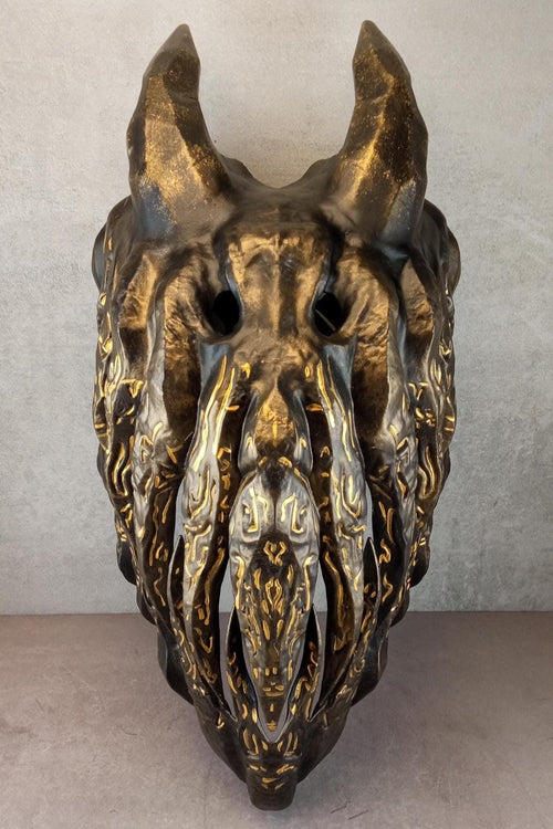 Bronze Evil Demon Mask with Large Fangs