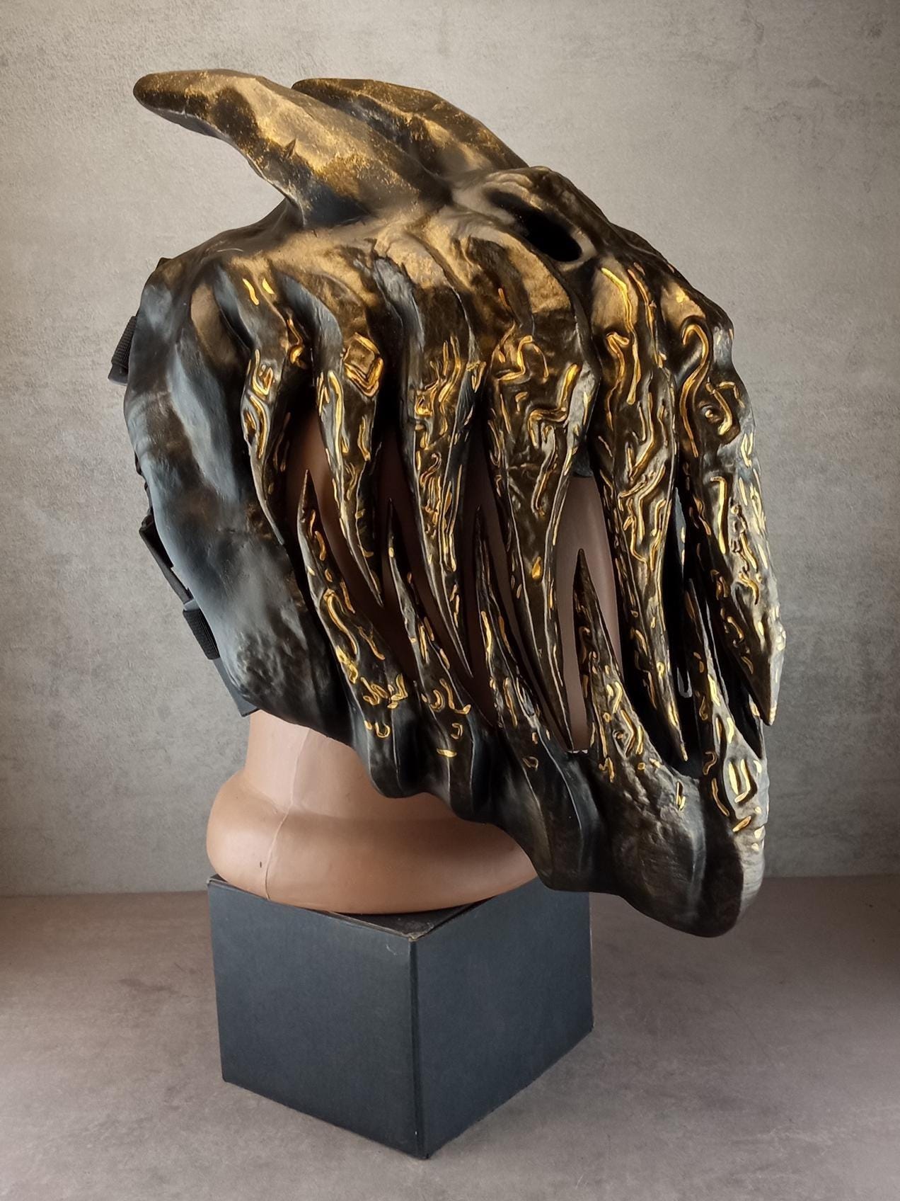 Bronze Evil Demon Mask with Large Fangs