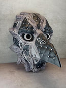 Cyberpunk Raven Mask – Black and White with Cracks – Plague Doctor Style