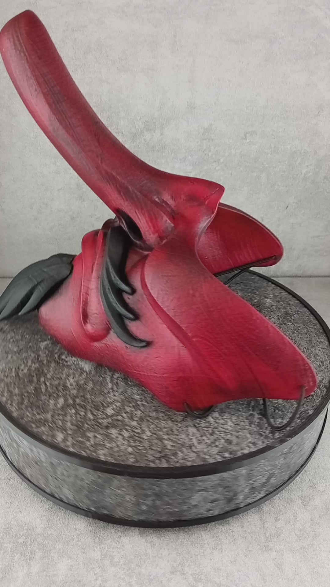Traditional Japanese Wearable Tengu Half Mask – Red with Black Beard and Mustache