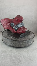 Red Cracked Samurai Mask with Silver Fangs  ,Samurai Wearable Half Mask ,Mampo mask