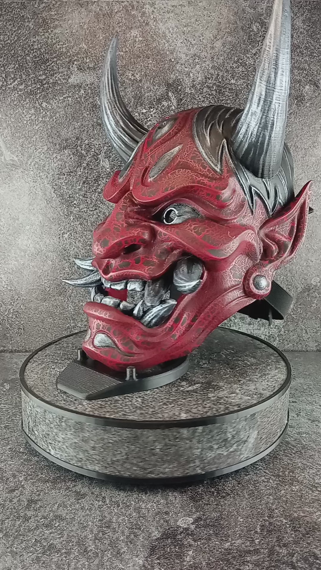 Maskenriss, Traditionelle japanische Hannya-Maske, rote und schwarze Samurai-Maske, tragbare Maske, Dämonenmaske, Oni-Maske, Wanddekoration, Oni-Maske mit Seil